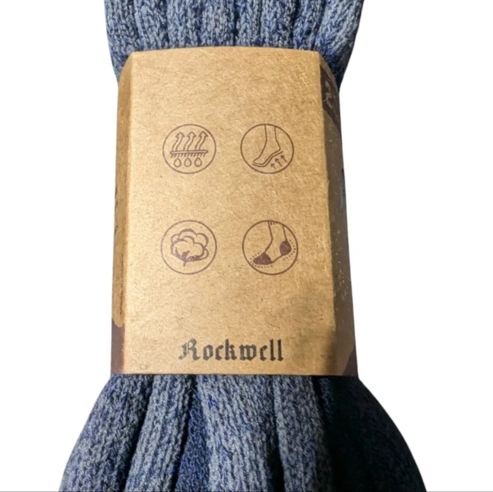 Rockwell men's Wool Blend crew Socks  Navy White Red warm cozy